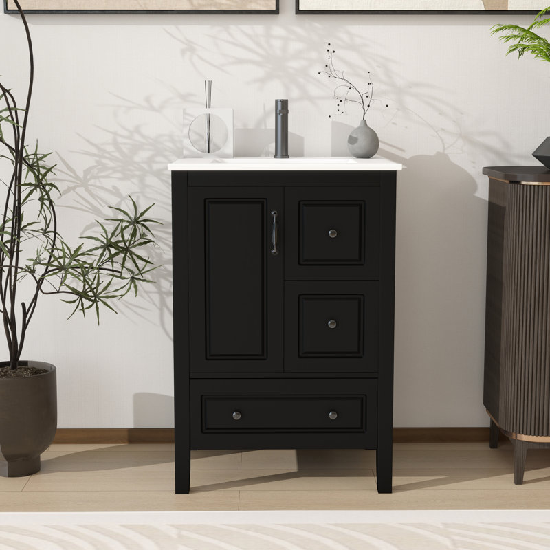 Meuble-lavabo 24 po avec lavabo, Noir