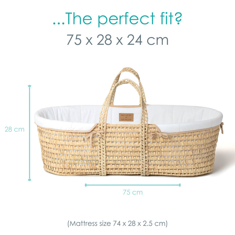 Organic Palm Moses Basket, White