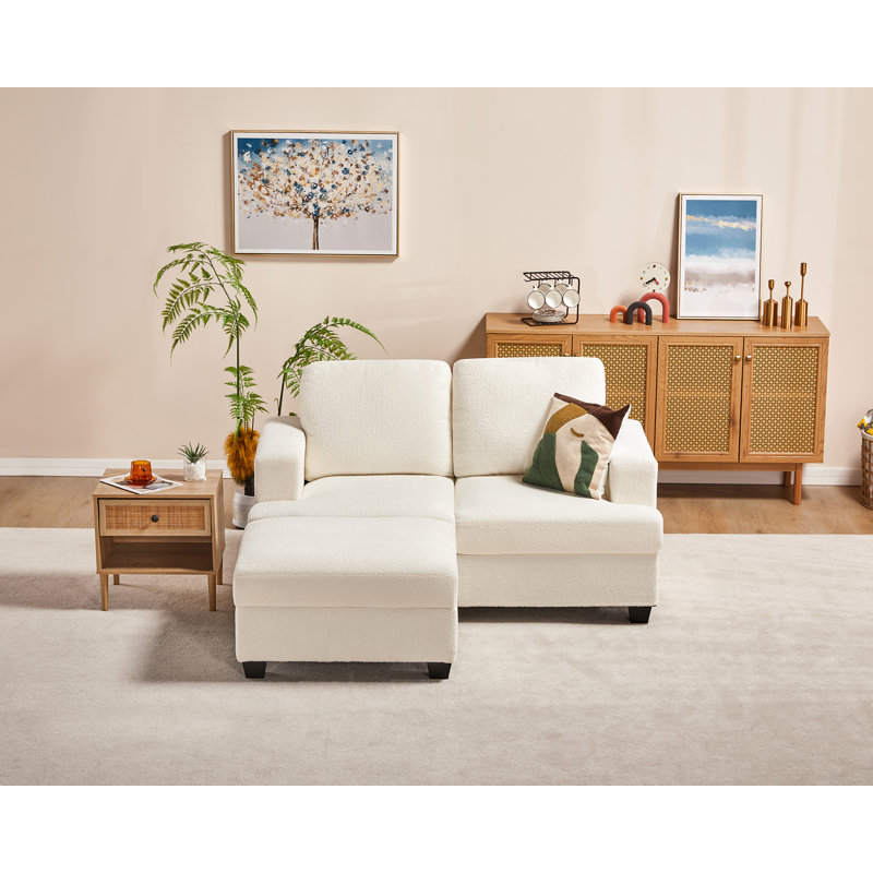 Canapé avec repose-pieds Berlinde, Beige Boucle