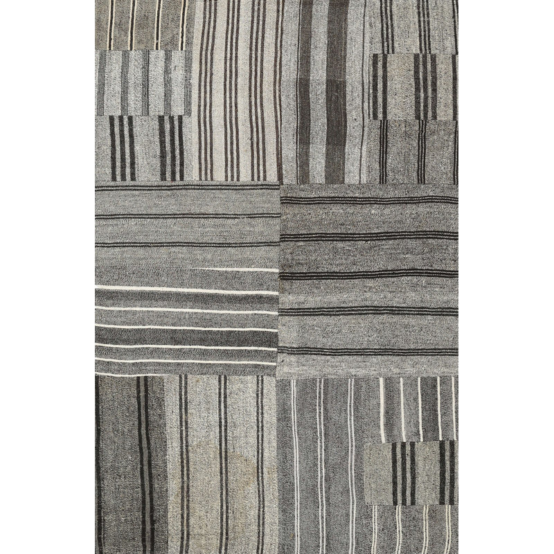 Tapis gris/zone noire contemporaine, Rectangle 8 pi x 12 pi