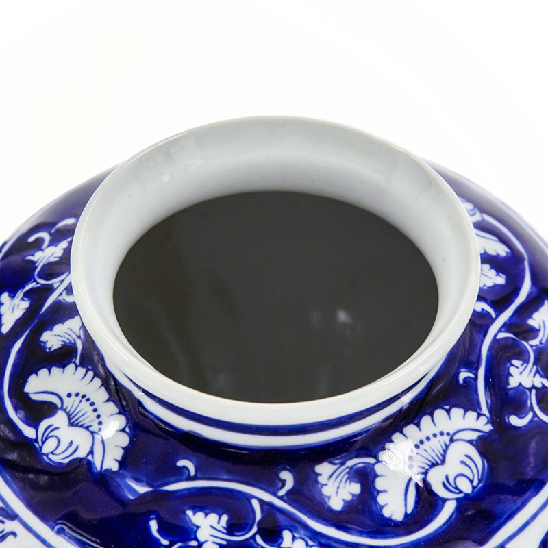 8.5X8.5X9" Blue & White Decorative Vase