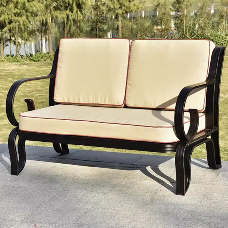 Cohill 51.96'' Wide Rectangle Metal Loveseat with Cushions