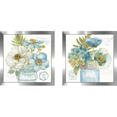 « my serre bouquet ii », ensemble de 2 reproductions de peintures à l’aquarelle encadrées