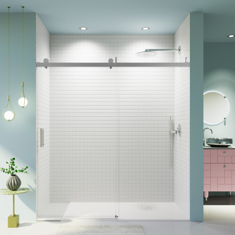 Finition chromée à fermeture en douceur pour porte de salle de bain moderne en verre durable