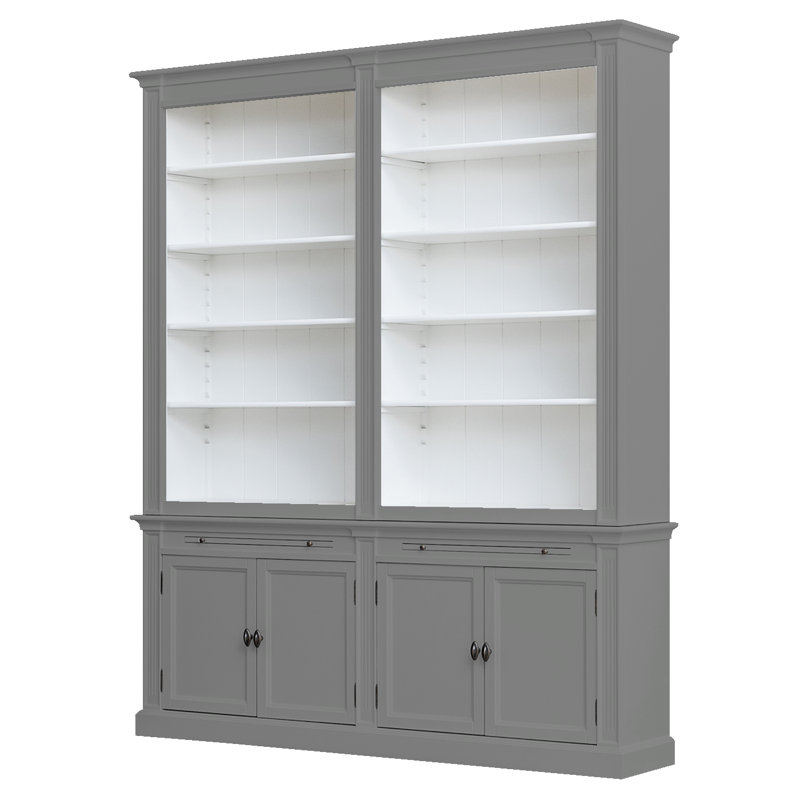 Bowland 240cm H x 200cm W Library Bookcase, Dark Grey