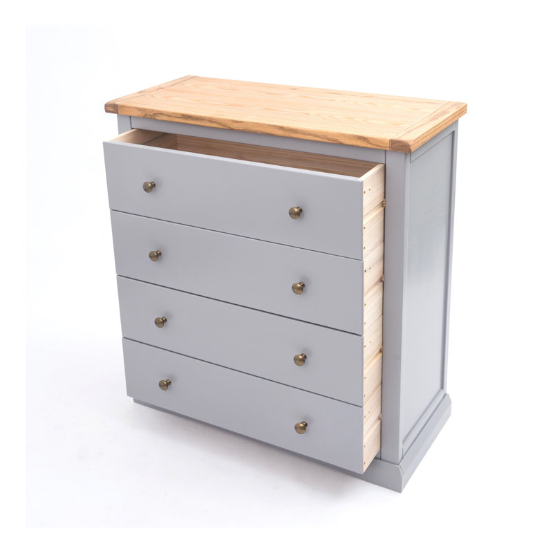 Duran 90cm W 4 - Drawer Chest of Drawers, Grey/Antique Brass