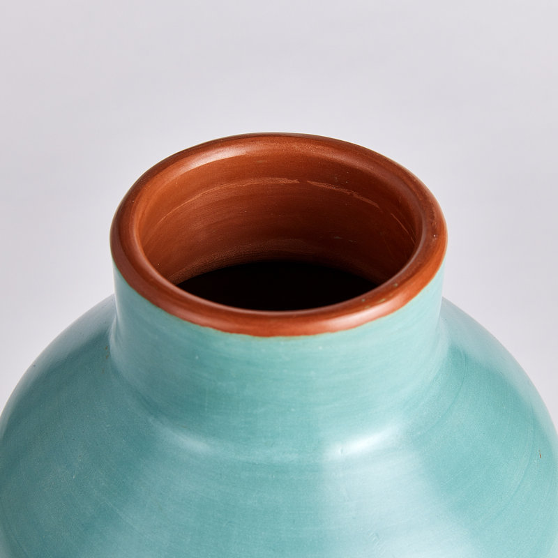 Zayas Handmade Terracotta Table Vase, Pastel Blue