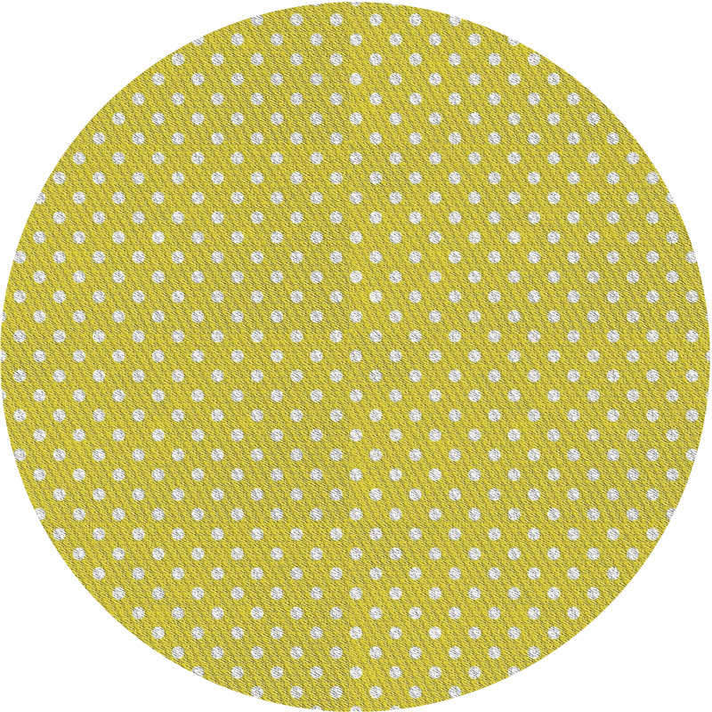 Tapis jaune à pois Chilmark, Rond 3 pi