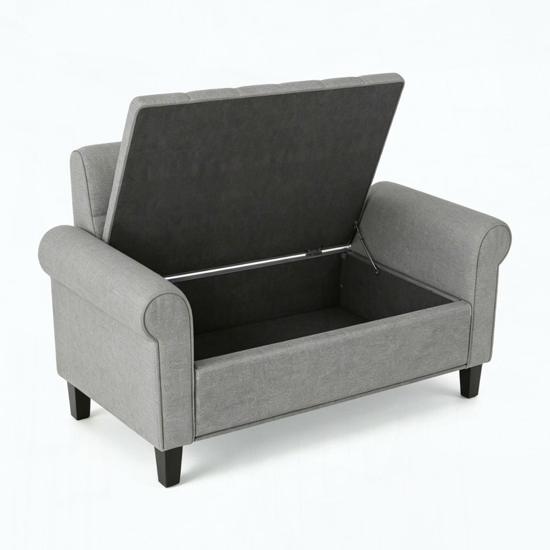 Banc de rangement touffeté à accoudoirs roulés