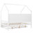 White, Full Size, House Bed, Trundle, Shelf, , Playhouse - Formed Tale Play, Shelf With Rope Roofed Relaxed And Fun Filled Space, Space Saving-1108796597