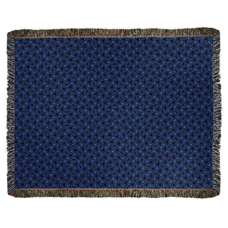 Couverture tissée hexagonale Katelyn Elizabeth, l 37 po x L 52 po, Bleu / noir