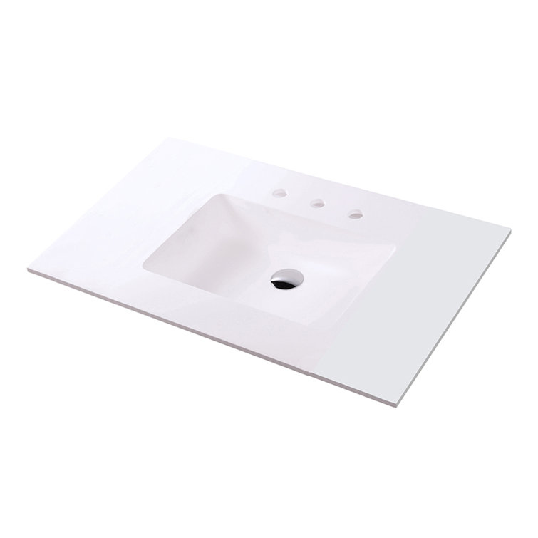 LACAVA Kubitop 22'' Solid Surface Rectangular Bathroom Sink with Overflow