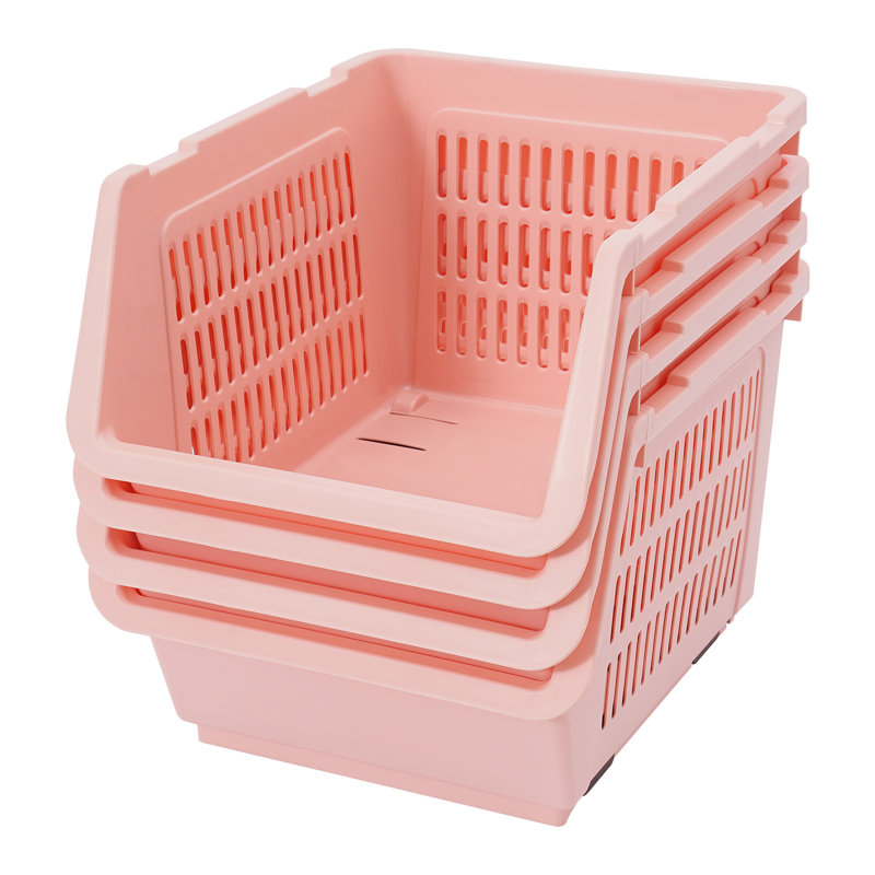 Bacs de rangement empilables rectangulaires 11 "4PCS, Rose