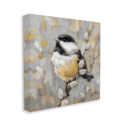 Bird Perched Willow Wildlife Canvas Wall Art by Andrea Lavery
