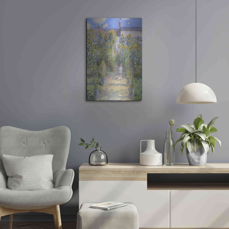 Latitude Run® 'The Artist's Garden At VÃ©theuil' by Claude Monet, Metal Wall Art, 24" H x 16" W