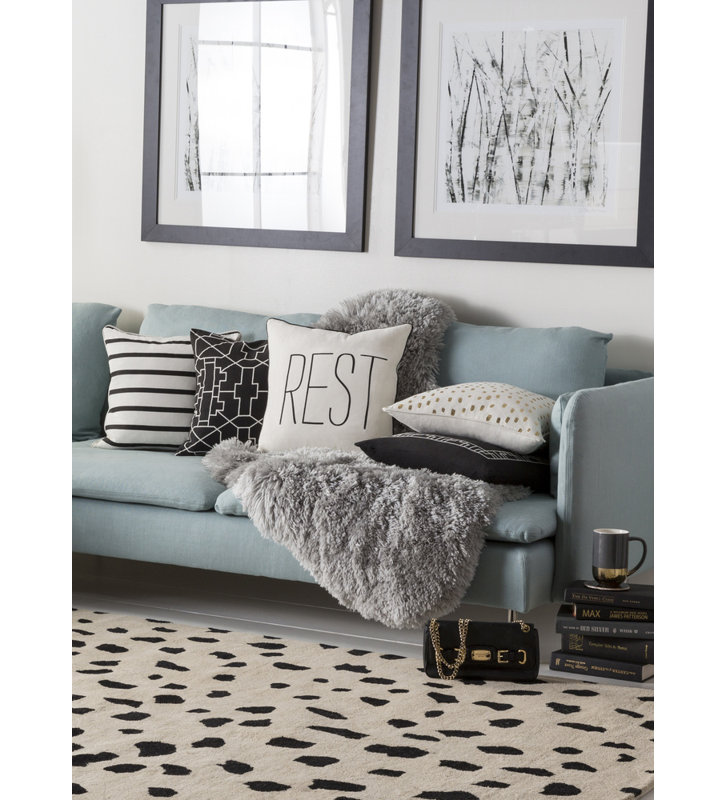 Manylath Text Cotton Pillow Cover, White/Black, Polyester/Polyfill