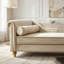 Chaise longue en velours beige avec rangement caché et pieds dorés-71742885