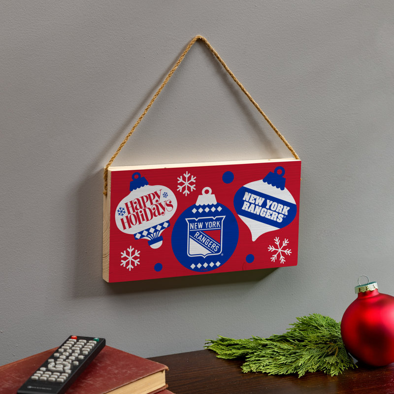 Plaque murale en bois des fêtes New York Rangers 6 x 11
