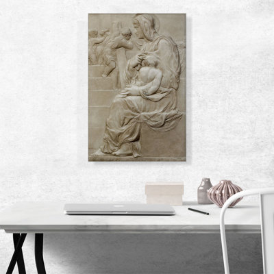 «Madonna of the Stairs 1492» par Michelangelo, reproduction d'art sur toile tendue