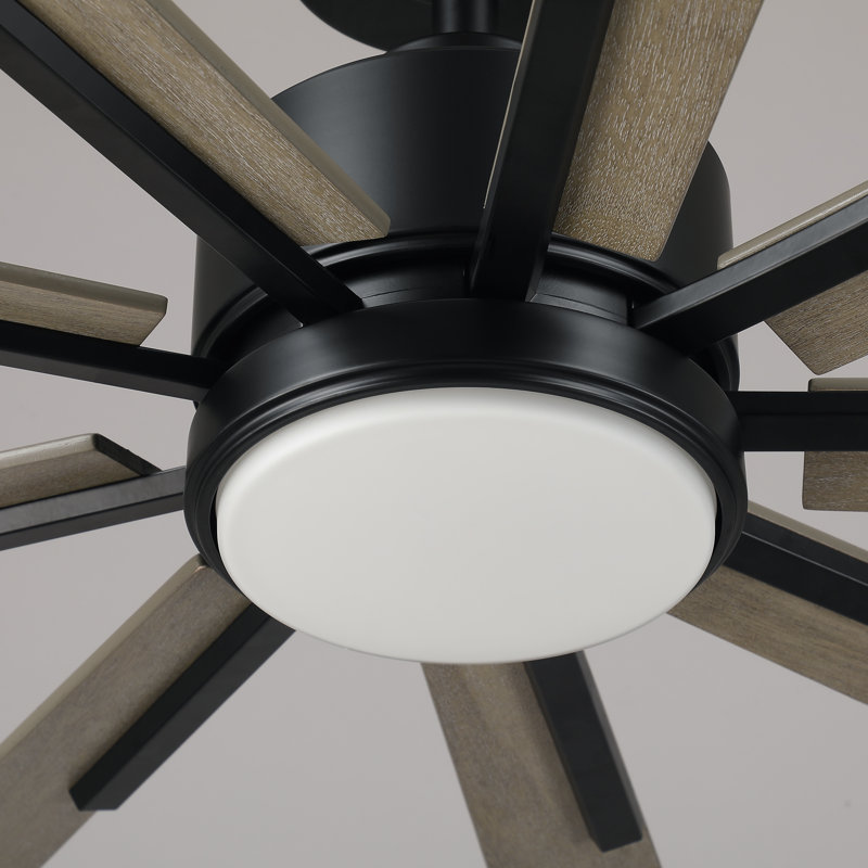 Ventilateur de plafond à DEL 72 po à 9 pales avec télécommande, moteur CC réversible à 6 vitesses, 3 lumières colorées, tiges verticales de 5 po / 10 po