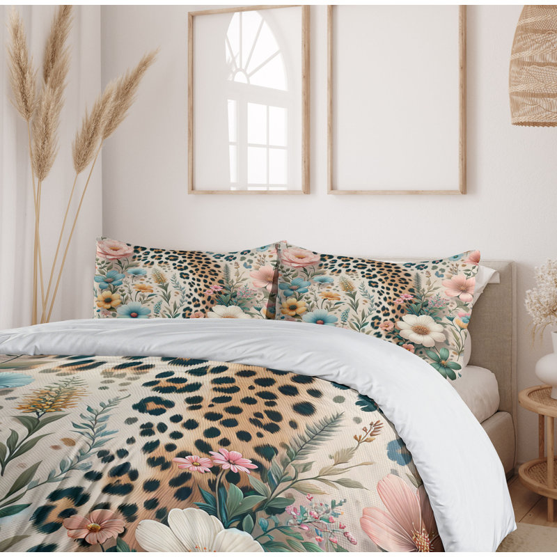 Leopard Print Duvet Cover, Queen Duvet Cover + 2 Standard Shams