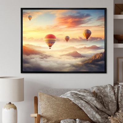 Peach Hot Air Ballon Atmospheric II - Transportation Wall Decor