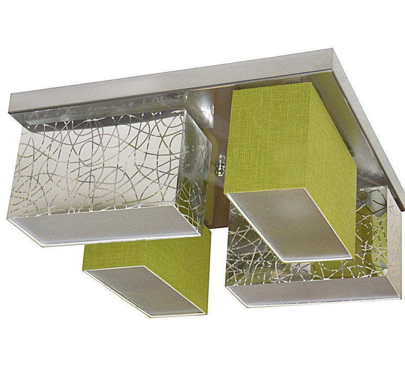 Pascoe Fabric Semi Flush Mount, Silver/Green