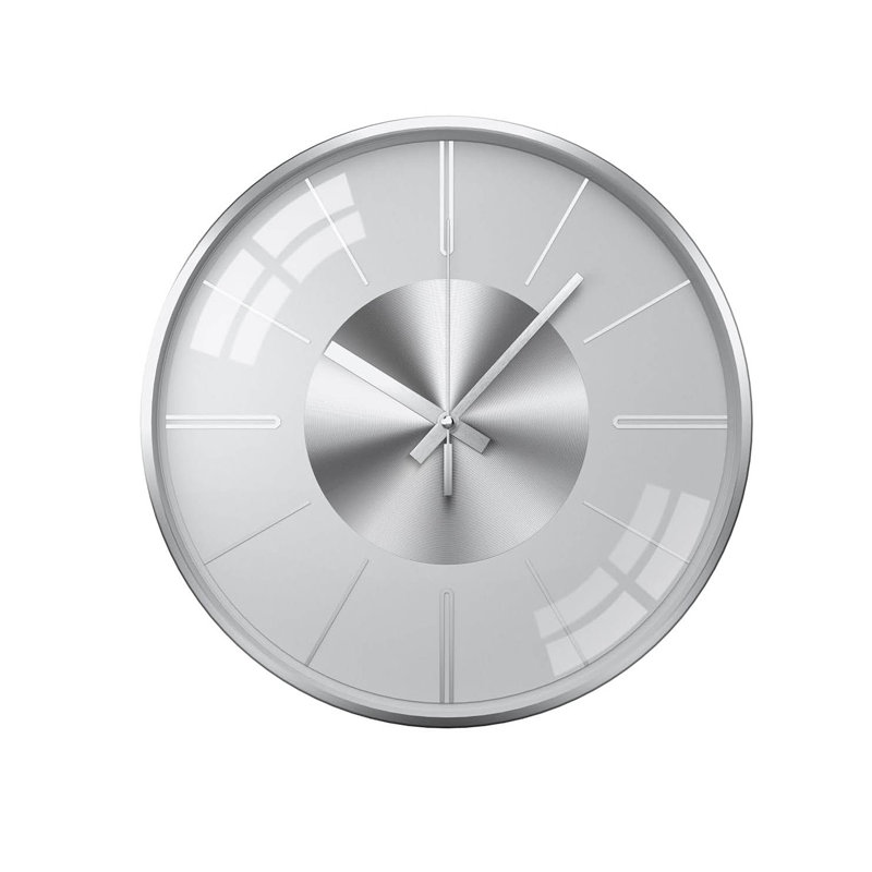 Aluminium Wall Clock, Silver White Scale