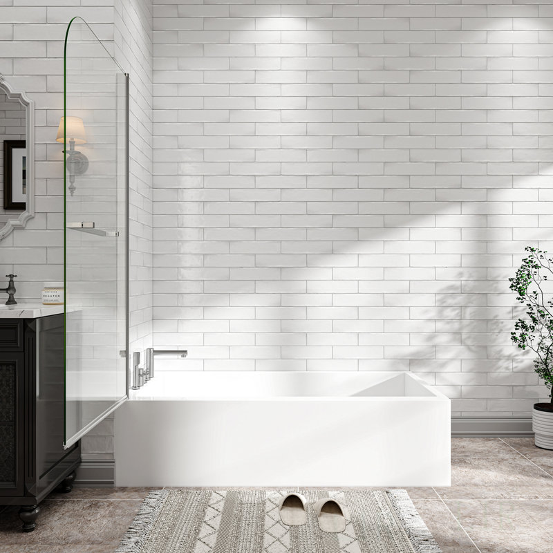 Porte de douche pivotante sans cadre de 31 à 32 pouces de largeur avec flexibilité à 180 °, verre trempé facile à nettoyer et membrane antidéflagrante, porte de douche