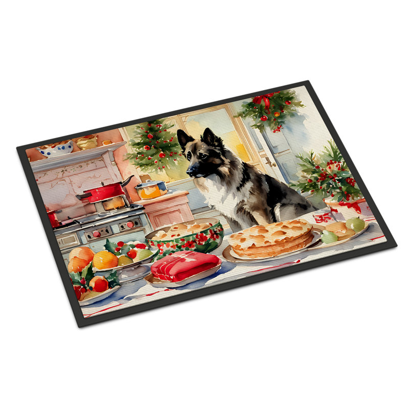 Paillasson norvégien Elkhound Christmas Cookies DAC3857, L 24 po x L 36 po