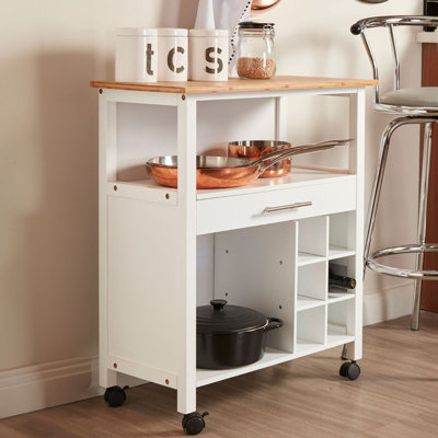 Solid Wood Top Kitchen Cart
