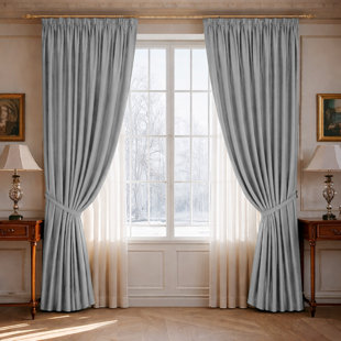 100% Polyester Blackout Pencil Pleat Room Darkening Curtains (Set of 2)