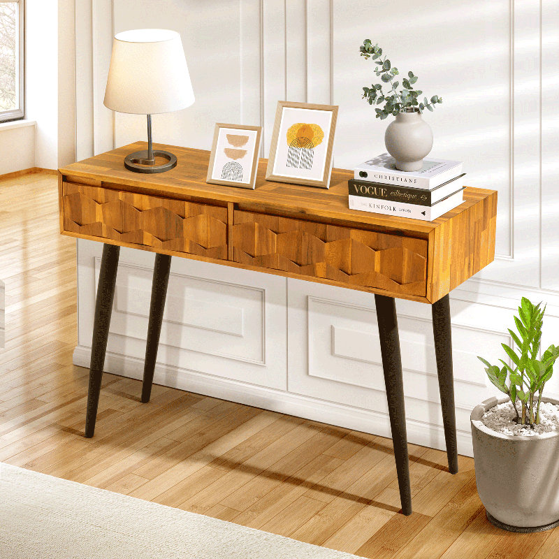 Georgina 43.5'' Solid Wood Console Table, Teak Brown