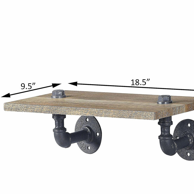 Oak and Sandy Black Rectangle Wall Shelf