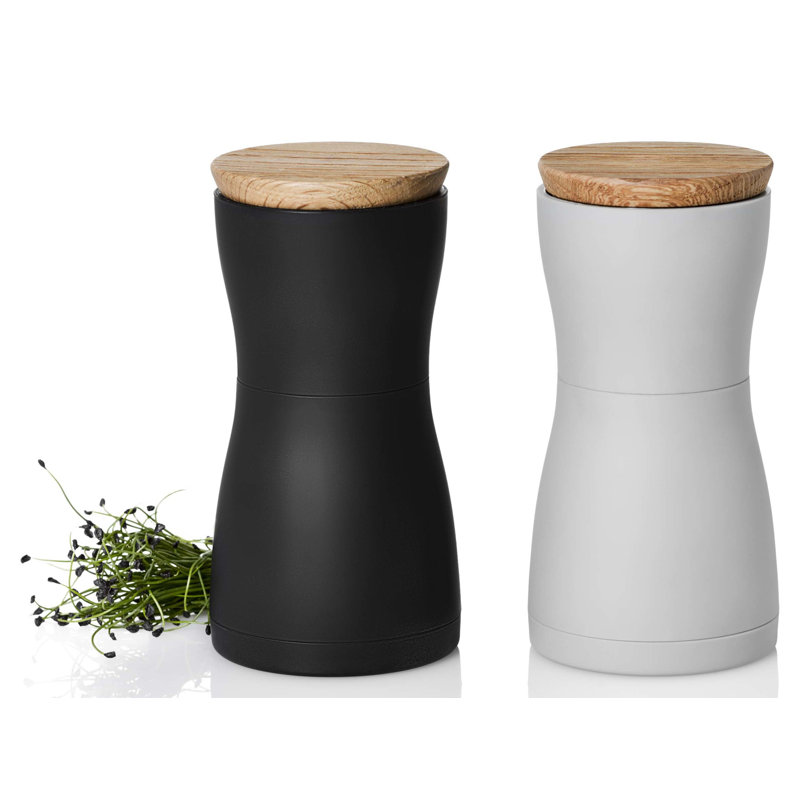 AdHoc Twin Black and White Ceramic Salt and Pepper Mill Set