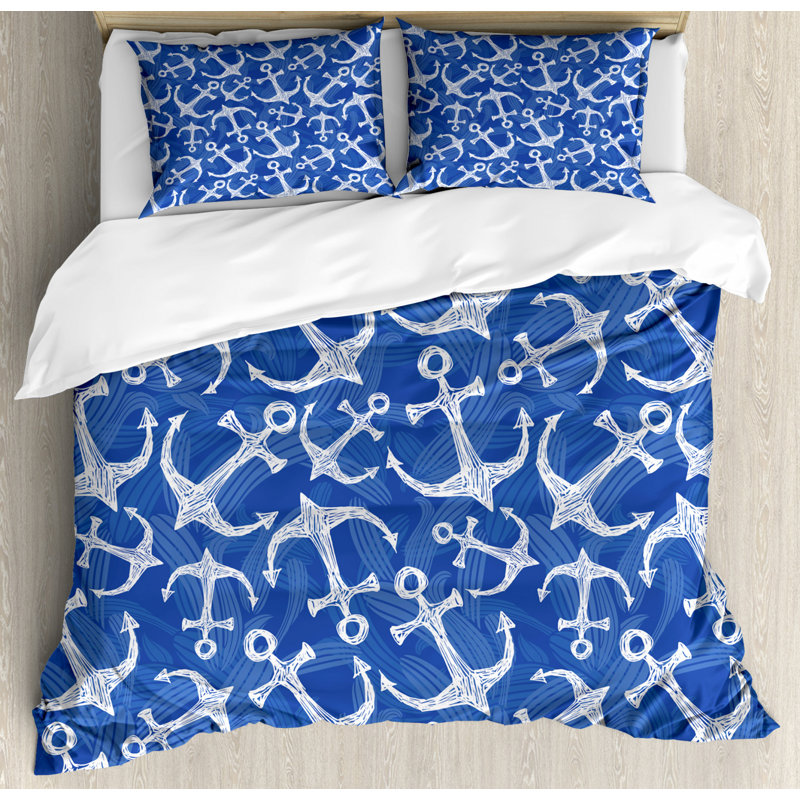 Coastal Polyester Duvet Cover, Queen Duvet Cover + 2 Pillow Shams