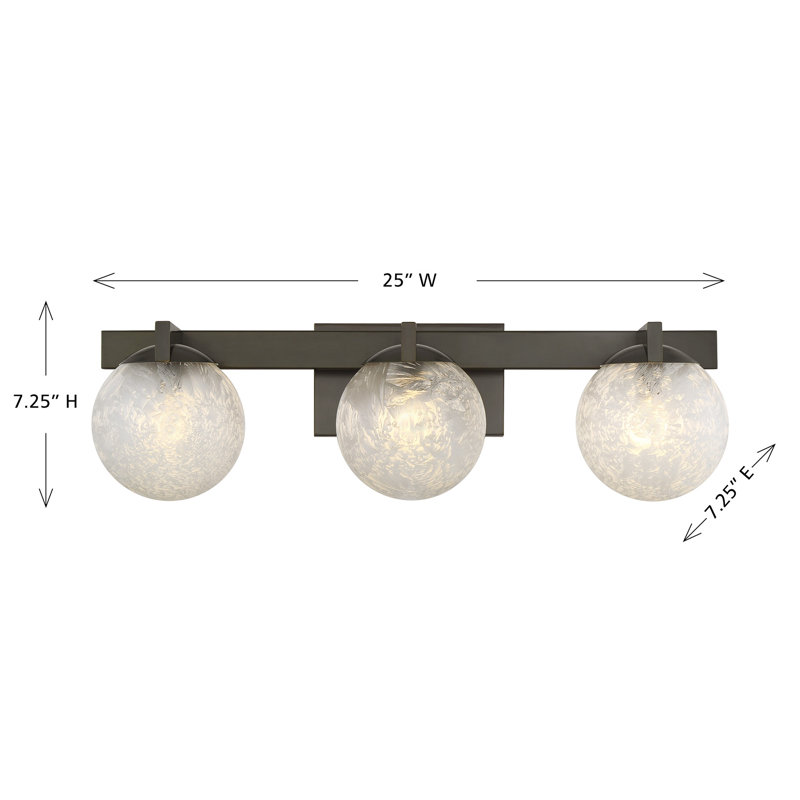 Luminaire pour meuble-lavabo Darien, Bronze, H 7,25 po x l 25 po x P 5,88 po, 3 lumières