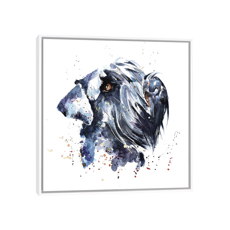 Schnauzer géant par EdsWatercolours - impression, Toile blanche encadrée, Pas de tapis, H 26 po x l 26 po x P 1,5 po