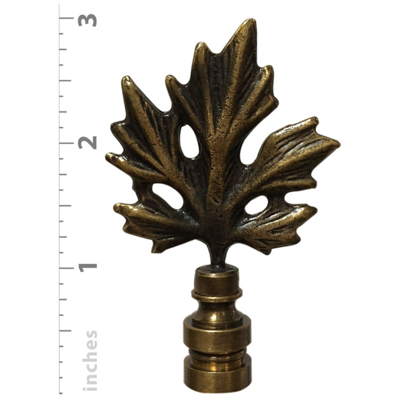 Maple Leaf Lamp Finial, Antique Brass