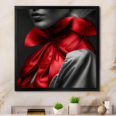 «Elegant Retro Allure» en noir et rouge II - reproduction sur toile