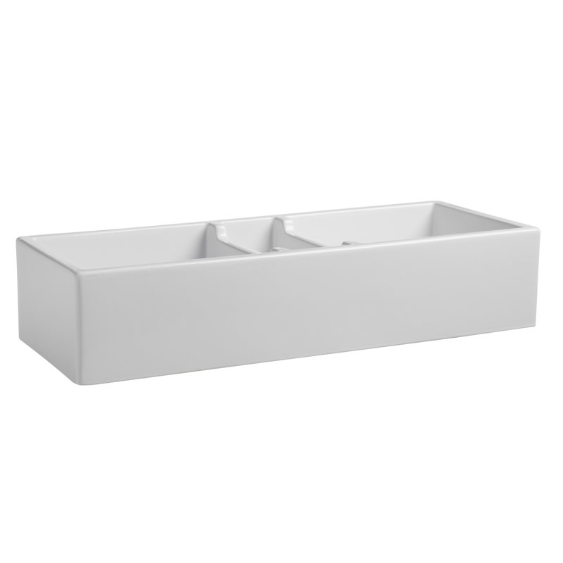 Cape 47.25'' L Triple Bowl Fireclay Kitchen Sink, White