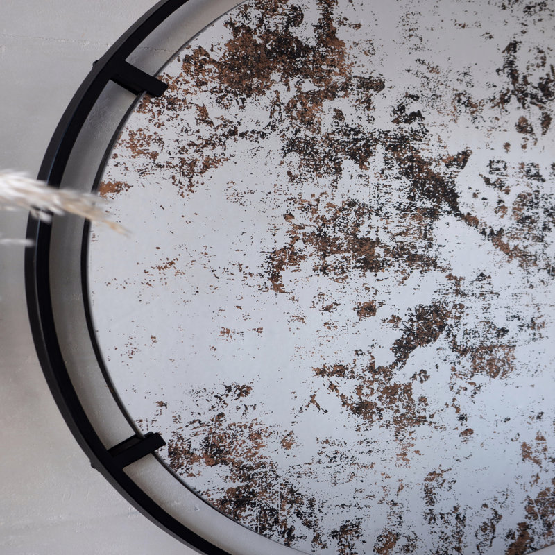 Mirror With Industrial Design Round Mirror With Metal Frame