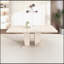 Table de salle à manger rectangulaire extensible pour 6 à 10 personnes, motif de travertin veiné, design simple et élégant, 160 à 200 cm-96621338-96621339