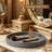 Round Decorative Tray For Home Decor, PU Leather Serving Tray For Coffee Table, Entryway, Dresser And Nightstand, Jewelry And Perfume Organizer With Ribbed Design-292802300