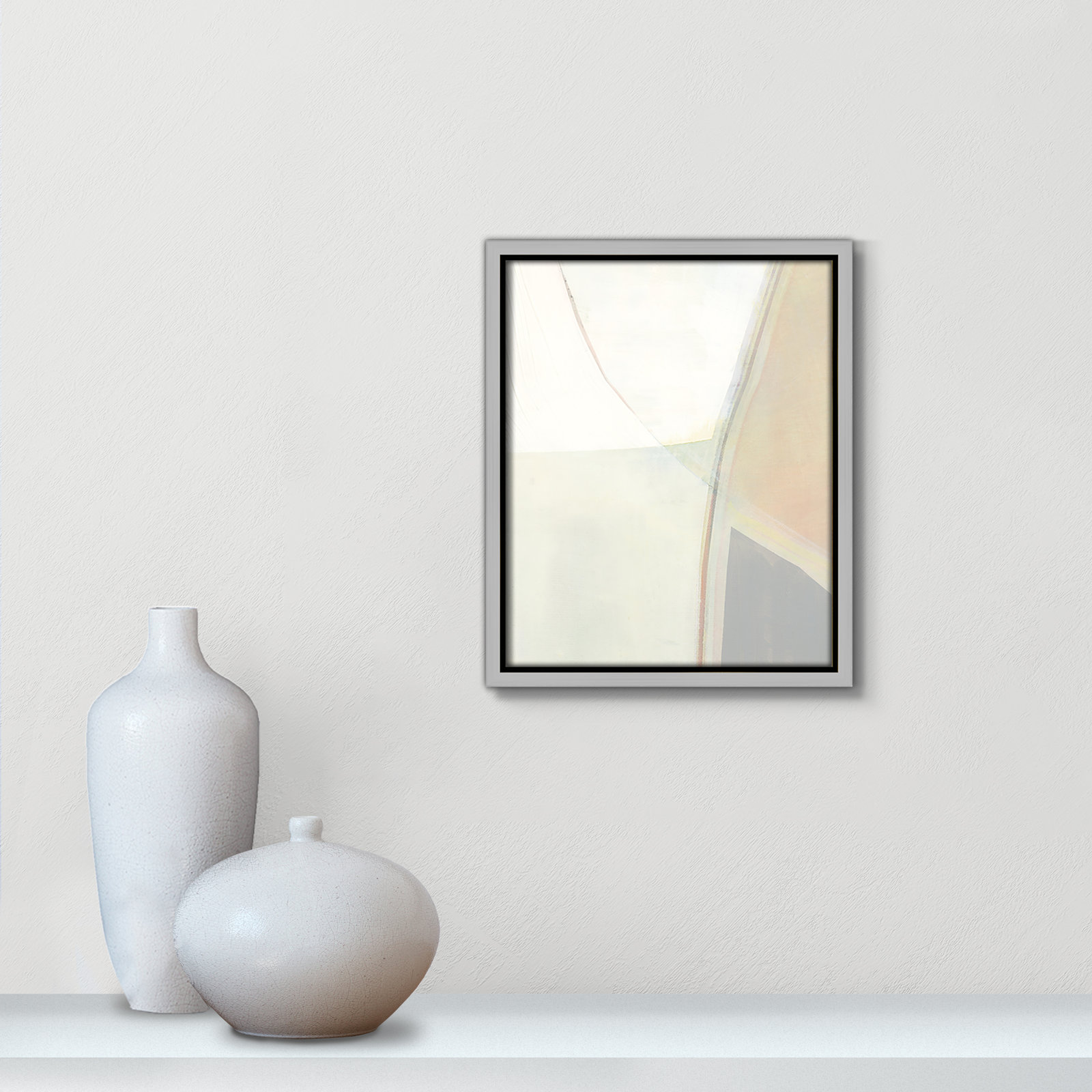Alexandria "In Neutral II" Painting by Cartissi, Silver Framed Canvas, 11.5" H x 9.5" W x 2" D
