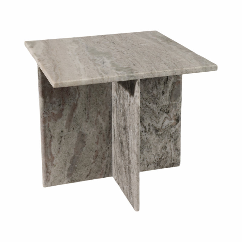 Petite table en marbre Rommi, blanc, H 16 po x l 18 po x P 18 po