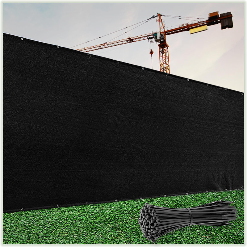 Black High-Density Polyethylene Privacy Fence Screen, 5' x 12'