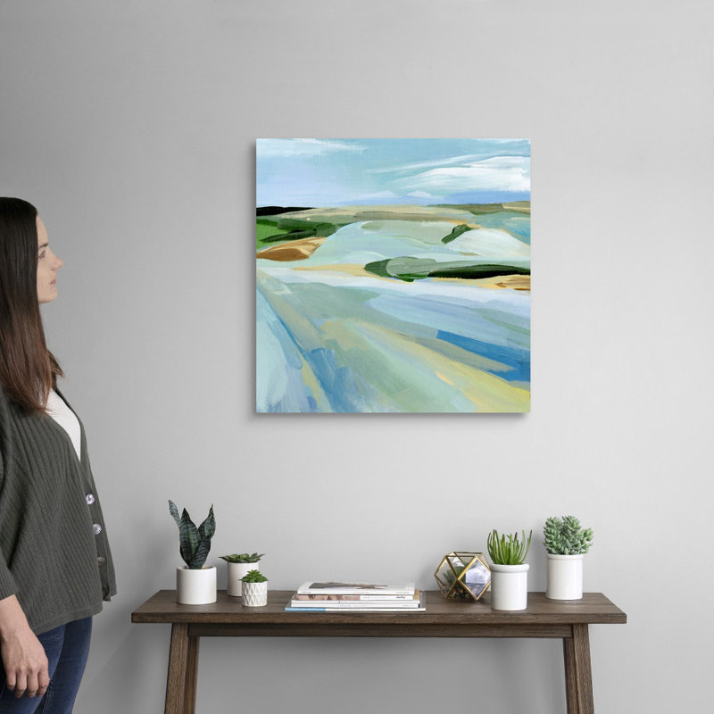 «Sky Blue Fields II» par Annie Warren - reproduction d'art sur toile, Toile tendue, H 24 po x l 24 po x P 1,25 po