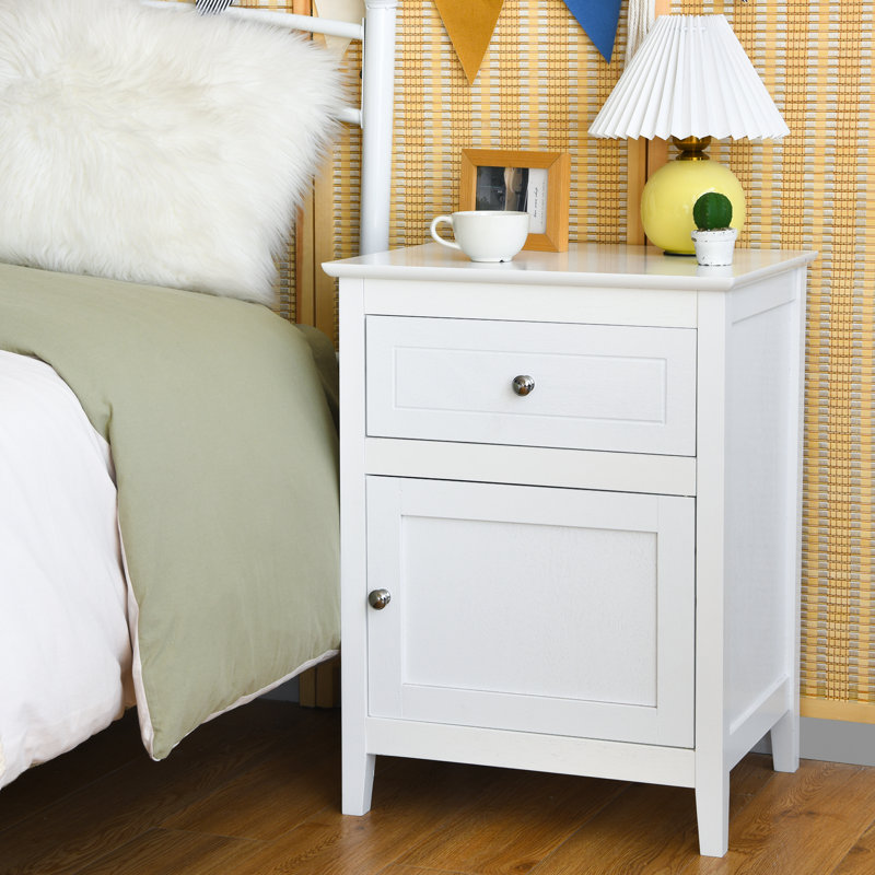 Dulles 48cm W Manufactured Wood Bedside Table, White