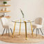 Table de salle à manger ronde en verre avec plateau transparent trempé et base en acier inoxydable doré pour la cuisine ou la salle à manger, 42 pouces, sièges 4